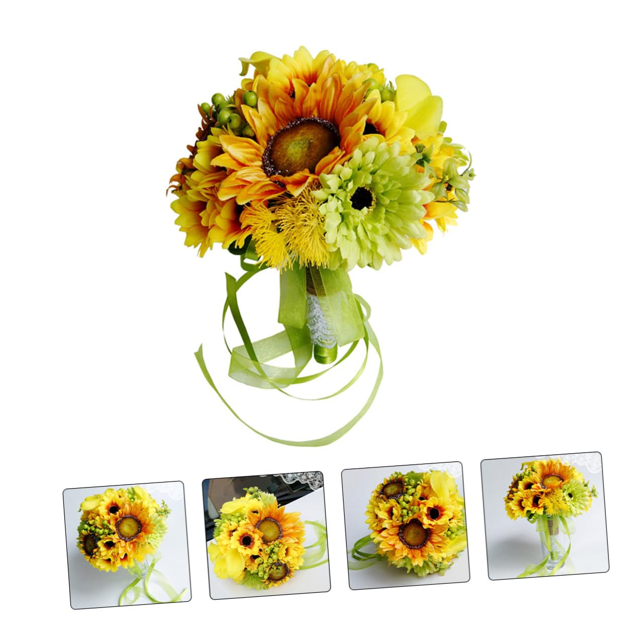 BESPORTBLE Künstlicher Sonnenblumen Brautstrauß Pflegeleichte Hochzeitsdeko Langlebiger Kunstblumenstrauß für Braut Party