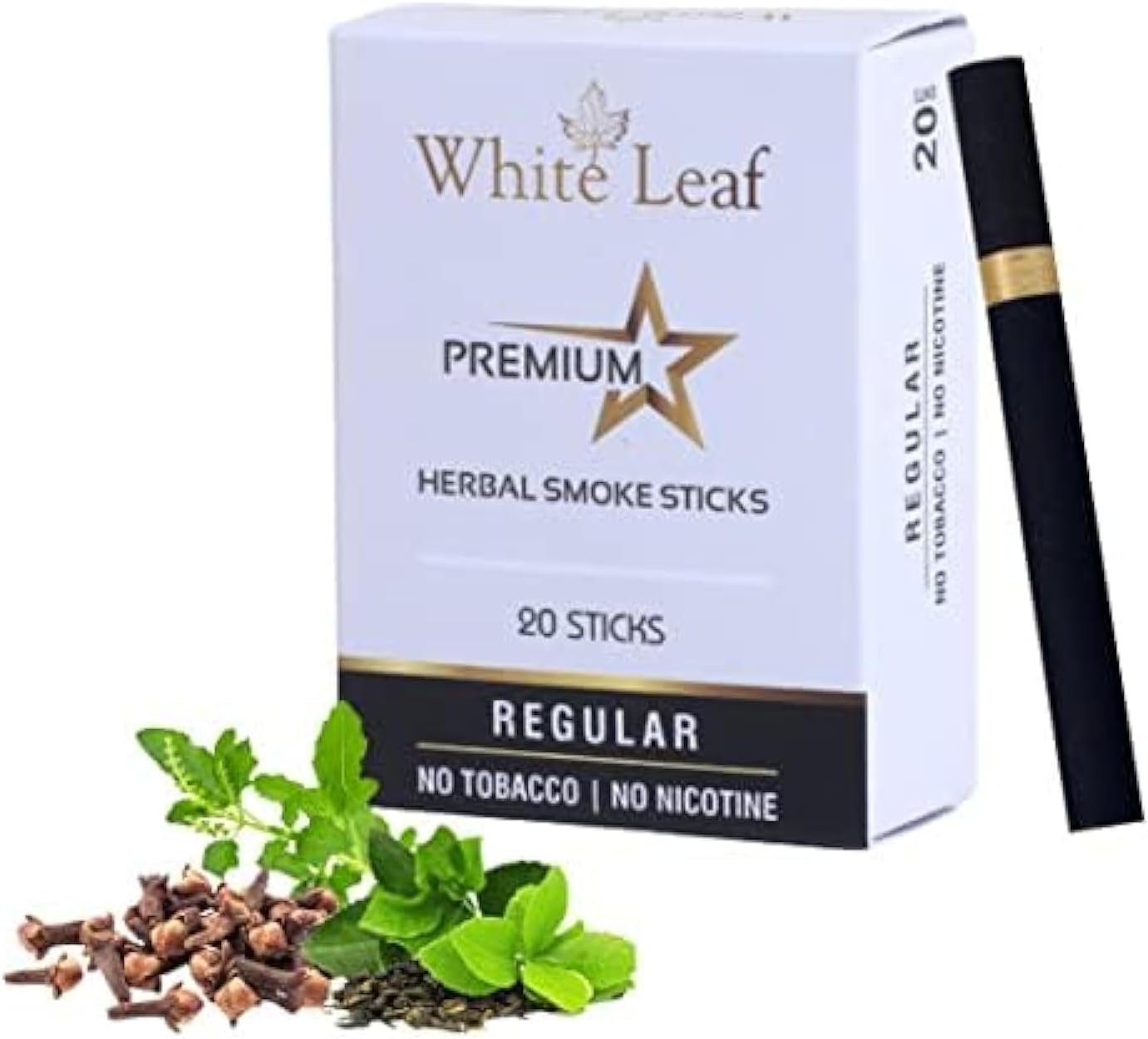 Premium Herbal Smoke Cigarettes 100% Tobacco-Free, 100% Nicotine Free Regular Flavour (Pack Of 20 Sticks) Non Addictive | Smoking Cessation