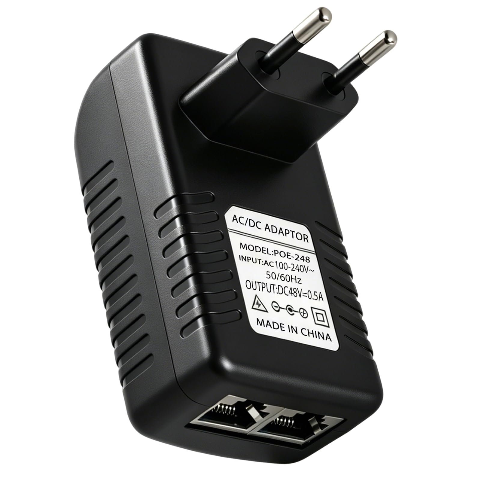 48V 0.5A PoE Adaptateur Injecteur Ethernet, 24W Adaptateur d’Alimentation Ethernet avec Débit 100Mbps et Voyant LED, 48V PoE Injecteur Mural avec Prise EU, pour Caméra IP AP WiFi Téléphone VoIP