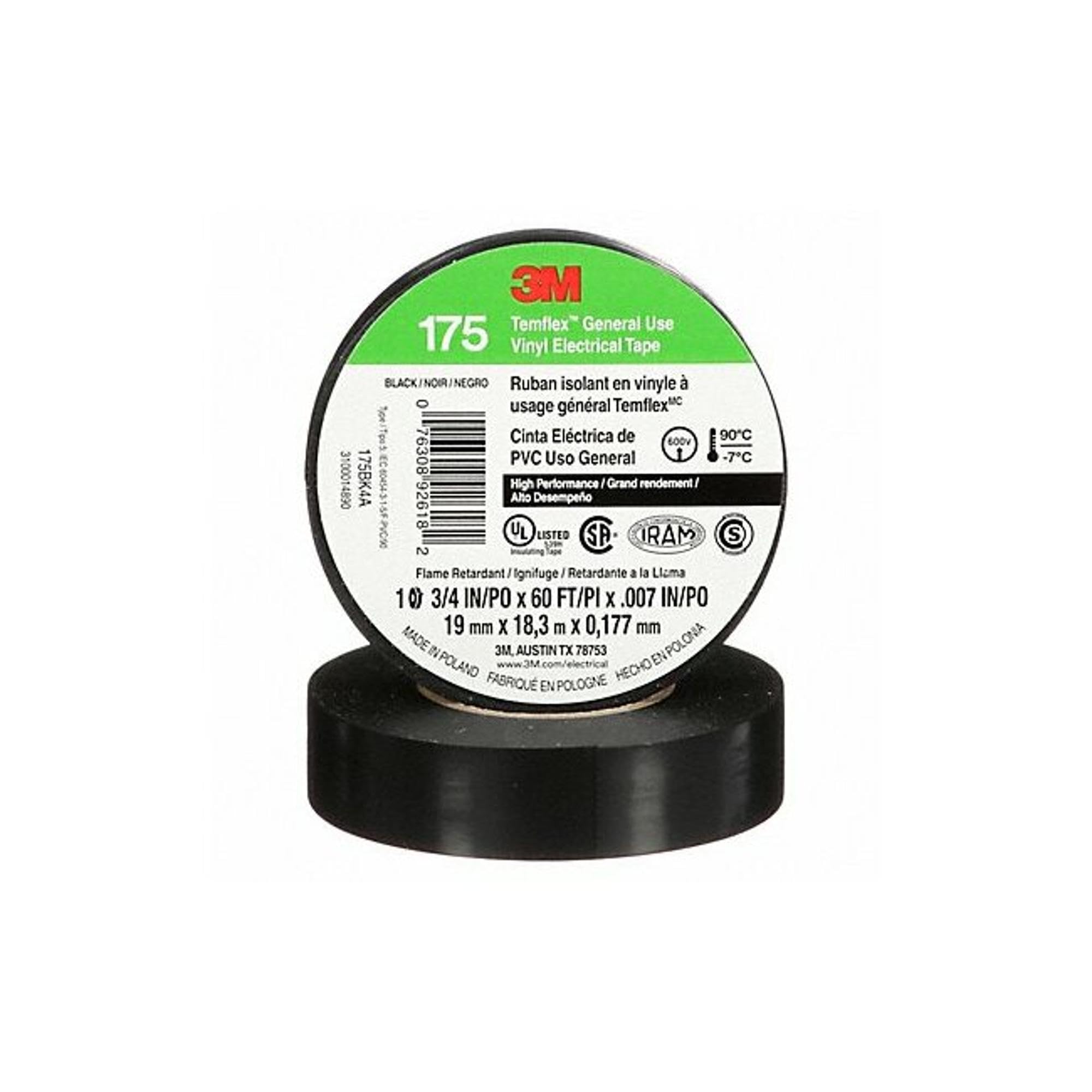 3M TEMFLEX Vinyl Electrical Tape 175, (00076308926182)