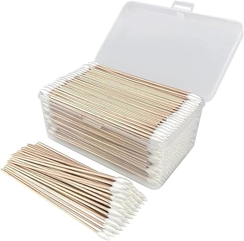 KVMORZE 600 hisopos de limpieza de 6 pulgadas con estuche de almacenamiento, hisopos de algodón puntiagudos largos con palo duradero para