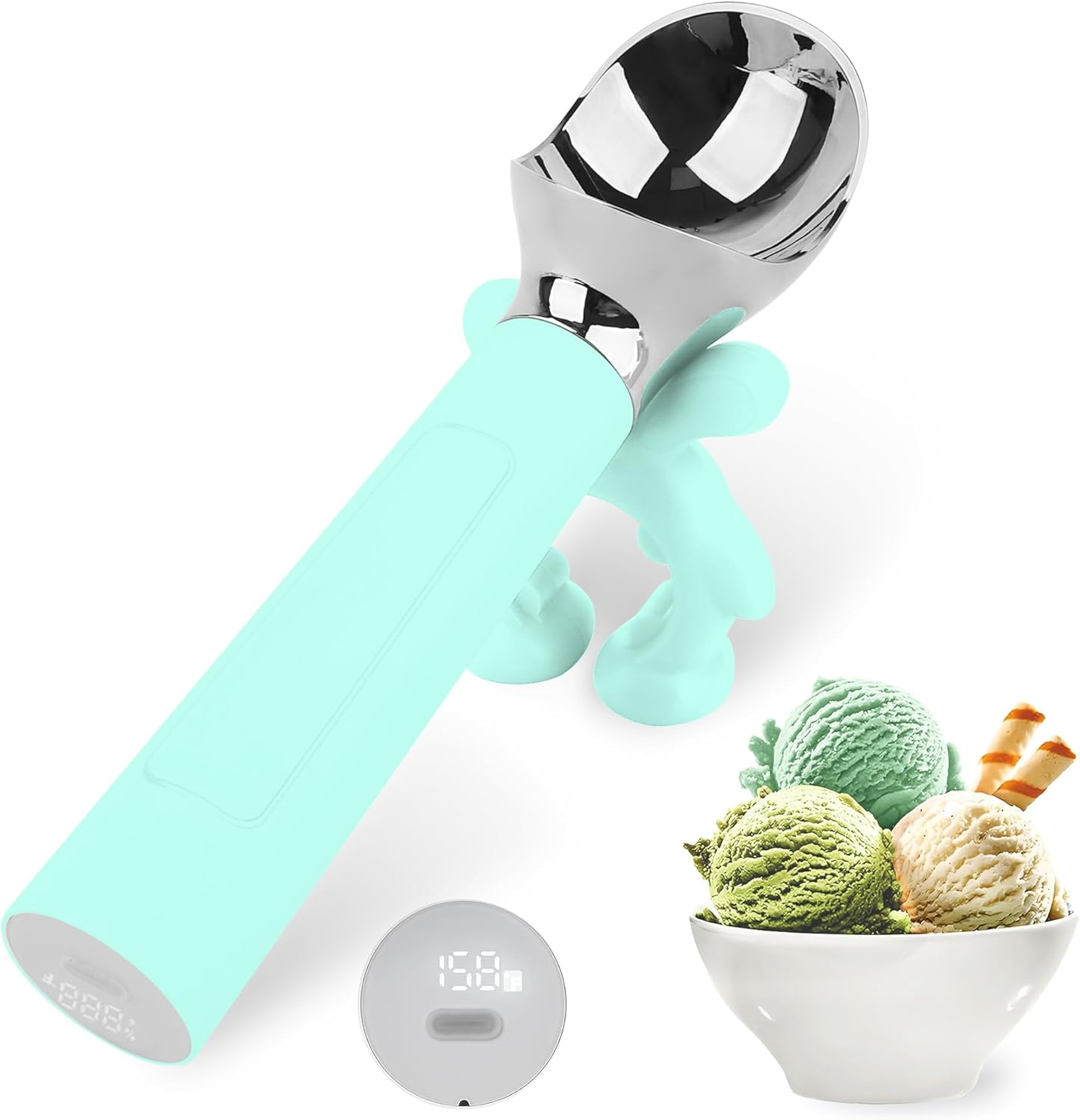 heated ice cream scoop, rechargeable, maximum heating 158, blue