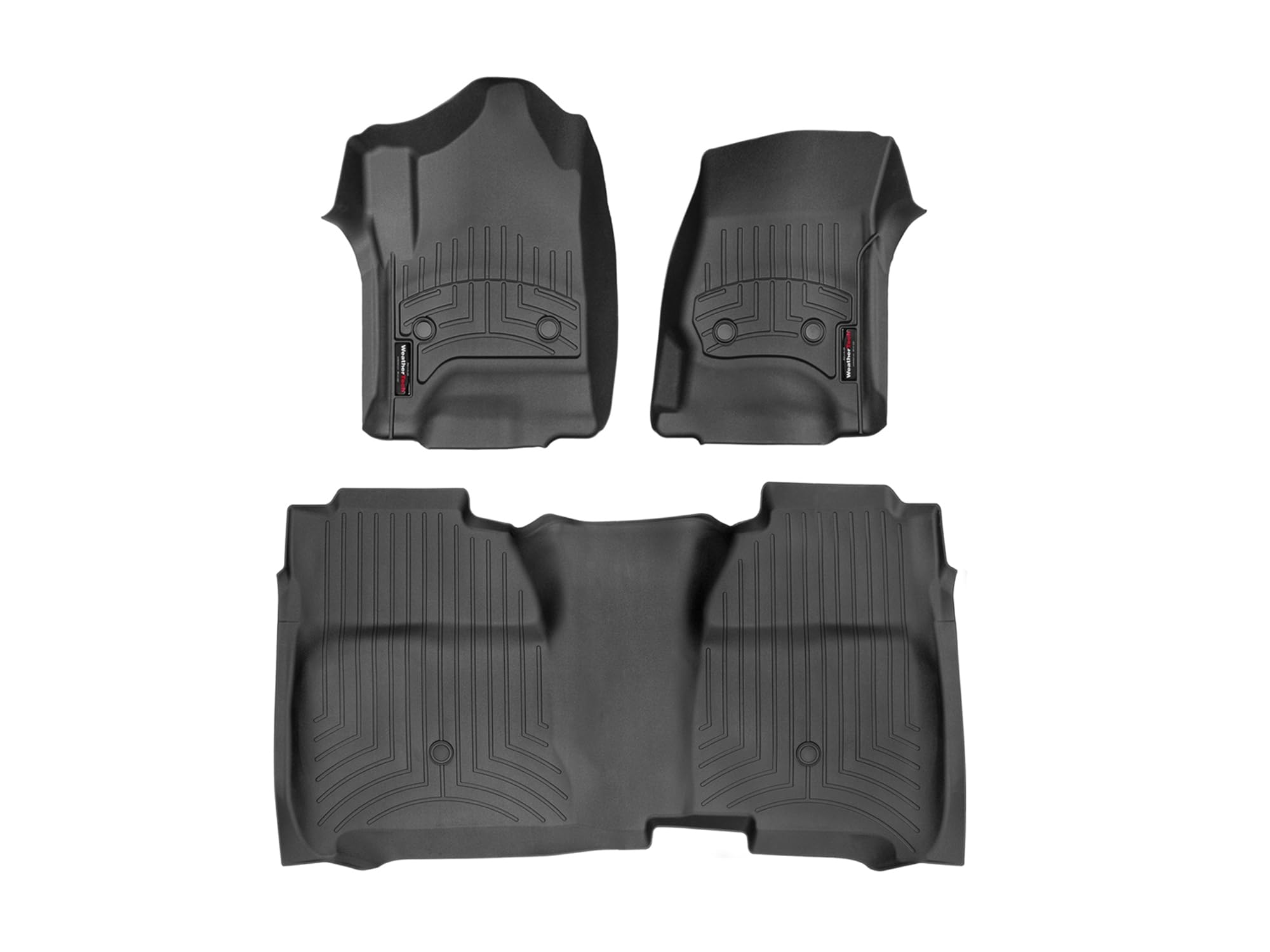 WeatherTech Custom Fit FloorLiners for GMC Sierra 2500HD / 3500HD, Silverado 2500HD/3500HD, Sierra 2500HD / 3500HD - 1st & 2nd Row (Full Coverage Row) (446071-445422), Black