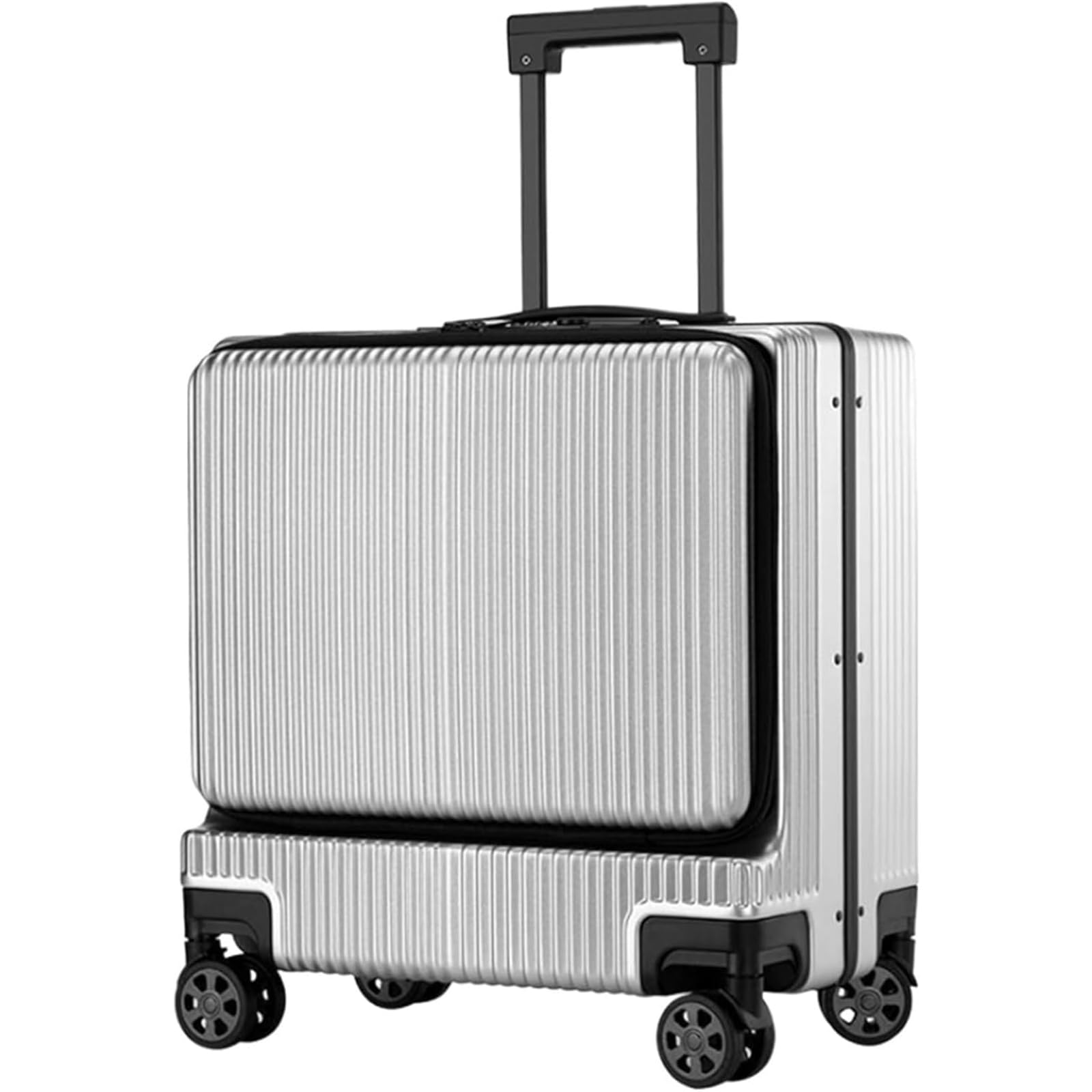 Valigia con Telaio in Alluminio con Apertura Frontale Bagaglio a Mano TSA Serratura a Combinazione Valigia d'imbarco Trolley da 18 Pollici per Cabina
