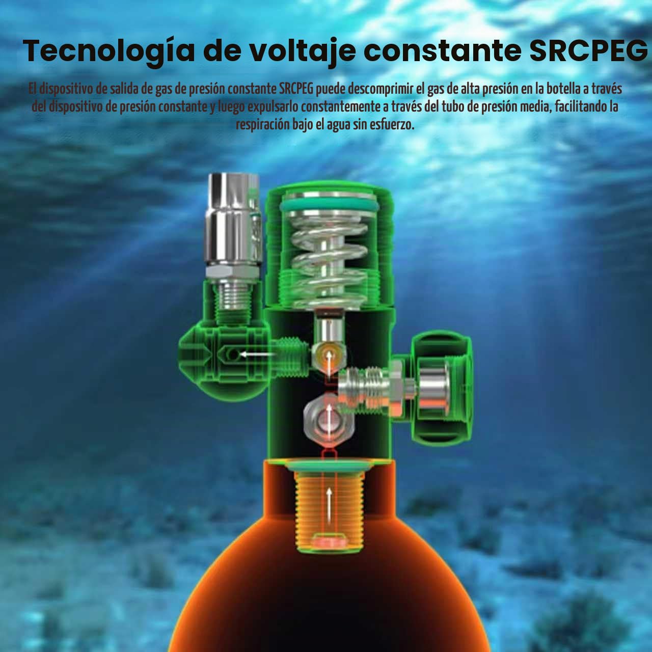 TUDIVING-2L Tanque de Buceo bajo el Agua con 25-30 Minutos de respiración, Cilindro de Buceo portátil, Juego de Snorkel para Buceo