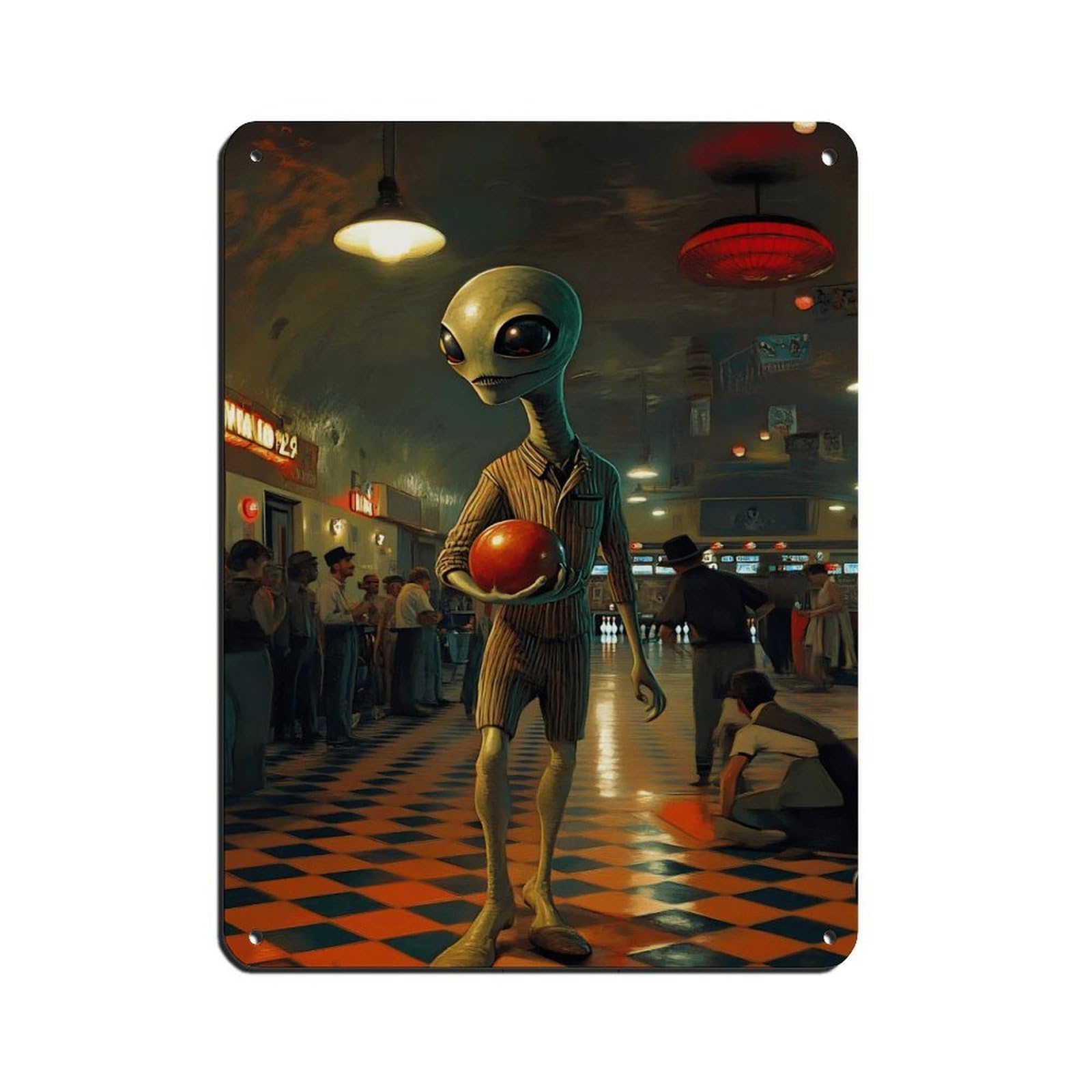Surreal Sci-Fi Artwork for Home Office Tin Sign Vintage Metal Pub Club Cafe Bar Home Wall Art Decoration Poster Retro 12x16inch(30x40cm)