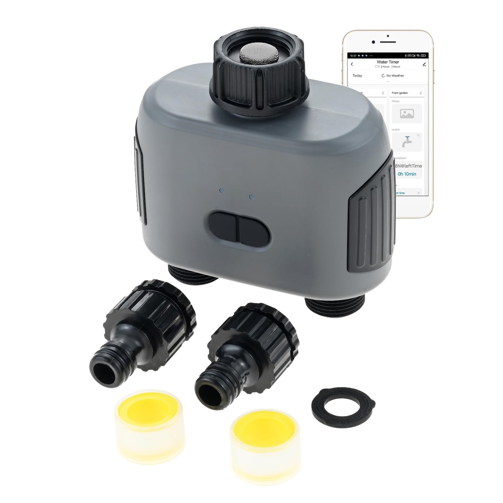 Aupoko Bewässerungscomputer mit 2 Ausgängen, Smart Bewässerungsuhr mit Bluetooth & App Steuerung, Wasserzeitschaltuhr mit IP55 Schutz, 2-Zonen-Bewässerungstimer für Garten, Landwirtschaft