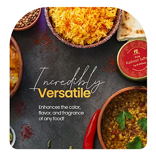 Pure Kashmiri Saffron Threads, Finest Dark Red Saffron Spice For Cooking Paella Rice, Persian Rice, And Making Tea Or Golden Milk, Saffron Pack Of 1, 1 Gram - Fouzee #TOP3