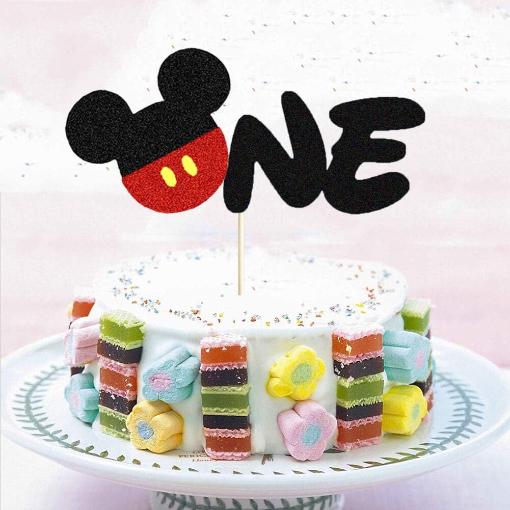 26 Pcs Red 1st Birthday Cake Topper Glitter Boys One Cupcake Toppers for Baby Boys One Year Old Birthday Baby Shower Party Cake Supplies Decorations - Image 2