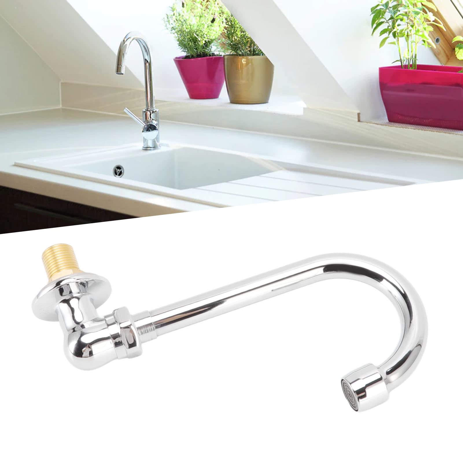 Grifo de Acero Inoxidable con Pedal Rosca G1/2, Grifo de Lavabo con válvula de Rodilla para Montaje en Pared, Ideal para hospitales, Laboratorios y baños.