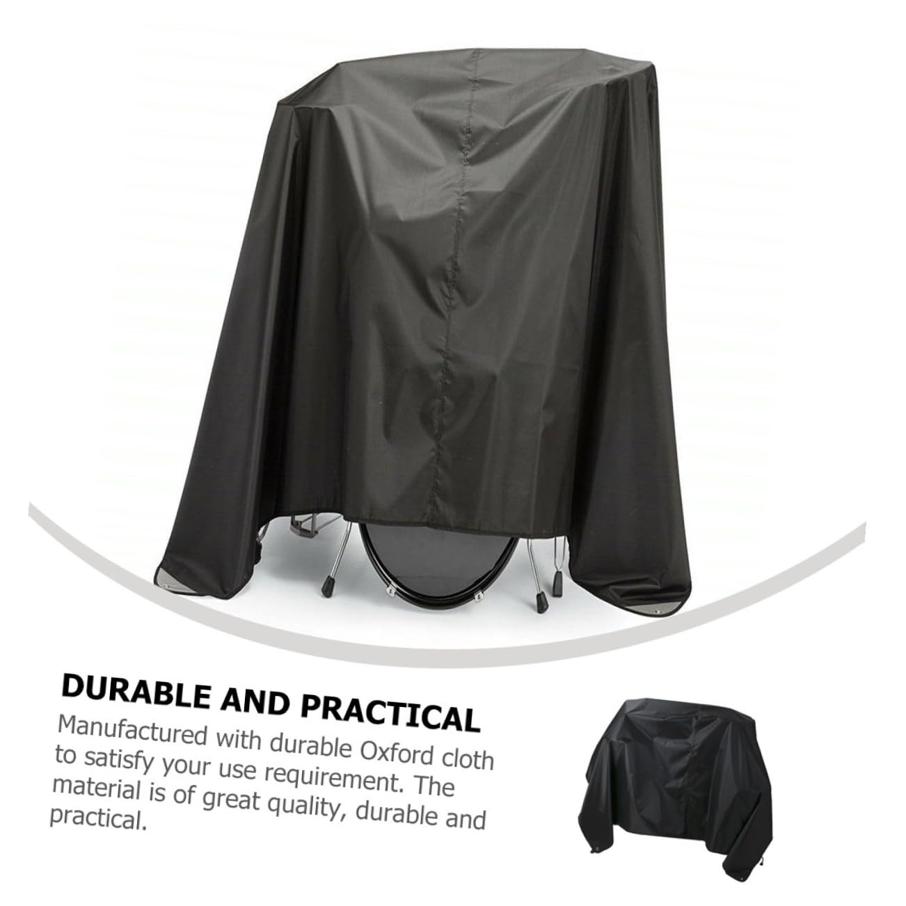 SOLUSTRE Funda para Batería y Resistente de Tela Oxford, Funda Flexible Negra y Plateada para Batería de Jazz, Cubierta Protectora Anti Polvo y Protección Solar para Instrumentos Musicales