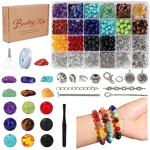 Raicegs Chakra Beads for Jewelry Making Real Natural Stone Beads for Bracelets Making Kits Healing...