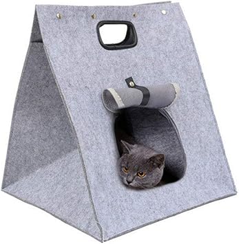 Foldable Pet Carrier Tote Bag for Outing, Portable Small Animals Bag for Hiking Triangle Cat Handbag Soft Rabbit Bed
