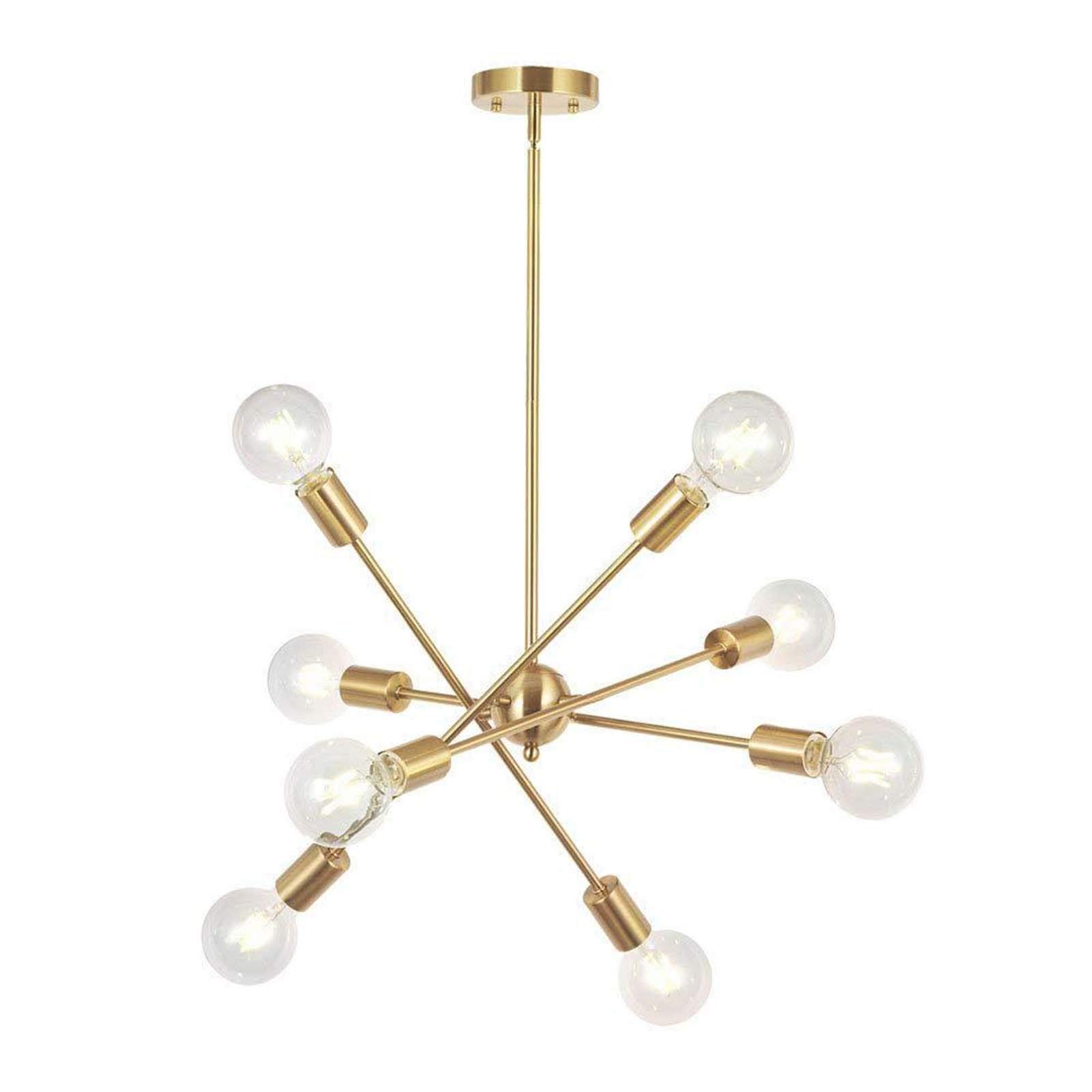 Lámpara de araña sputnik de 8 luces dorada con casquillo E27 para techo industrial 8