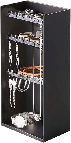 YAMAZAKI Home Tower Organizador de joyas y maquillaje, caja de almacenamiento de cosméticos de pie, vitrina, accesorios - ABS Plastic