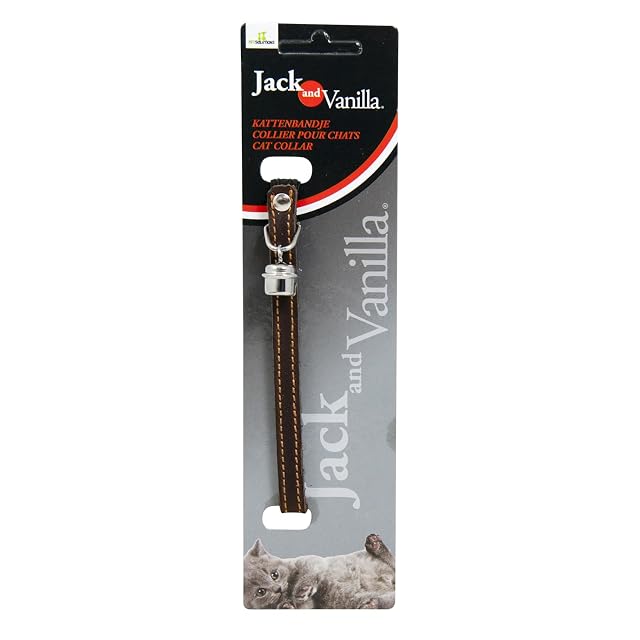 JACK AND VANILLA, Collar de Piel Gruesa para Gato, Ajustable, con Hebilla de Seguridad y Anillo para Medalla
