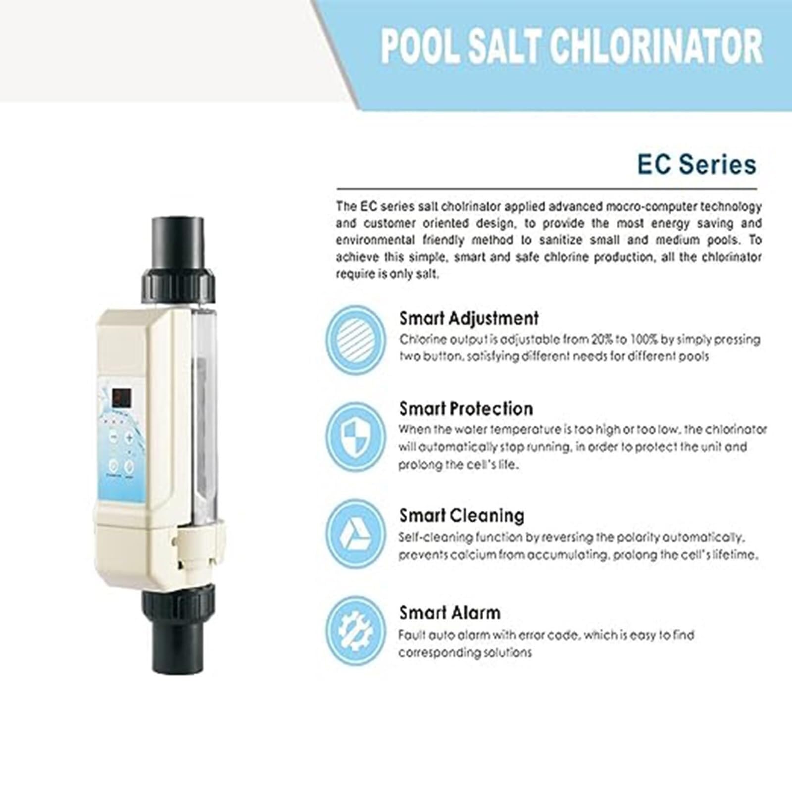 Sistema generador de Cloro, clorador de Agua Salada, Piscina con Sistema de Sal con Agua Salada para Piscina de SPA (tamaño: 20)