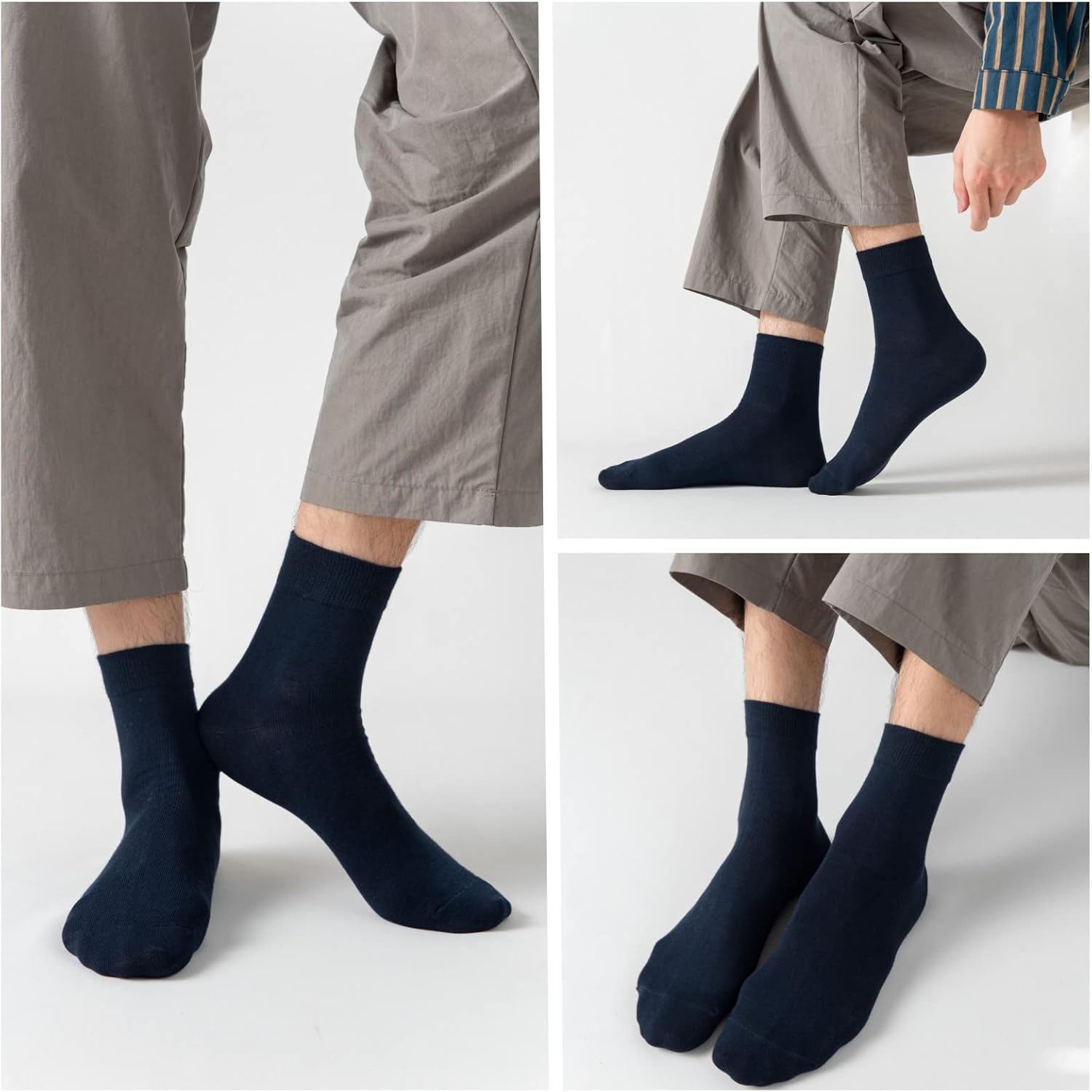 Topeter Cotton Crew Socks Athletic Cushioned Socks Training Ankle Socks 3 Pair - Image 2