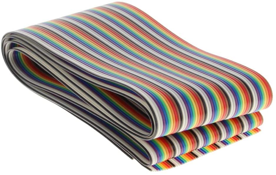 Bettomshin Rainbow Wire Flat Rainbow Ribbon Jumper Cable Wire 50Pin 1.27mm Pitch 100cm Long Color 1Pcs