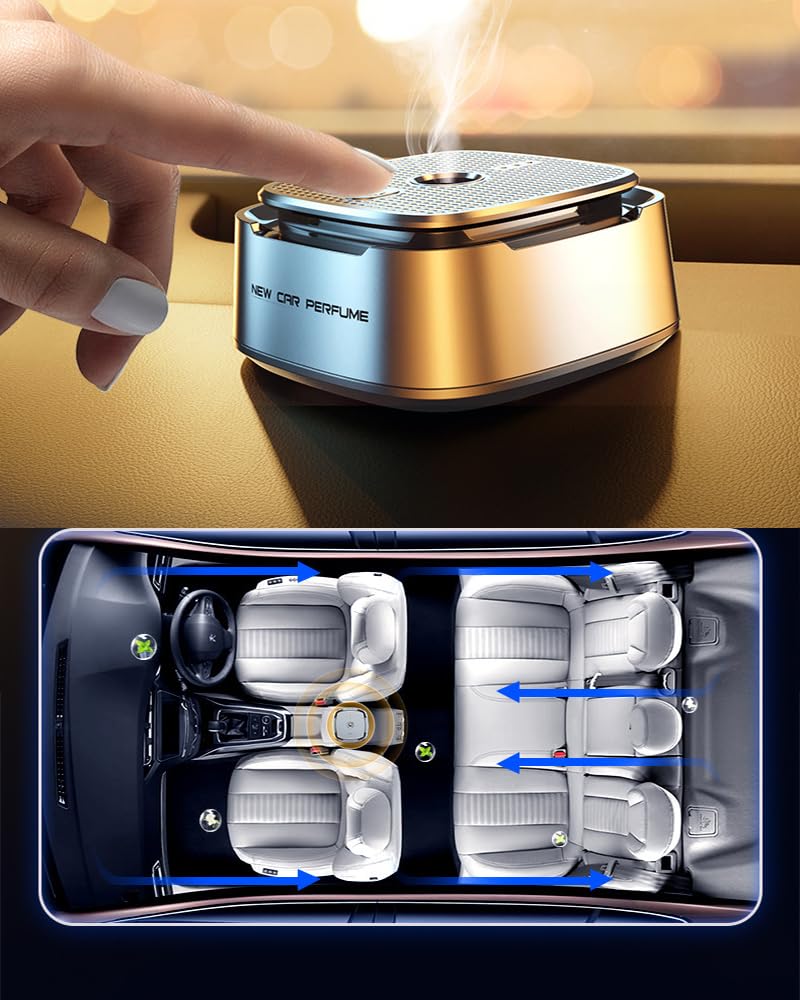 Ambientadores inteligentes para coche, 3 modos ajustables, aromaterapia inteligente para coche, difusor recargable por USB (5 aceites esenciales de 15 ml, diferentes olores/por botella)