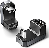 Vista 9 de JSAUX Paquete de 2 adaptadores USB C de 180°, ángulo de 180 grados tipo C macho a tipo C hembra (USB 4.0/PD 100W) y adaptador USB C macho a USB A