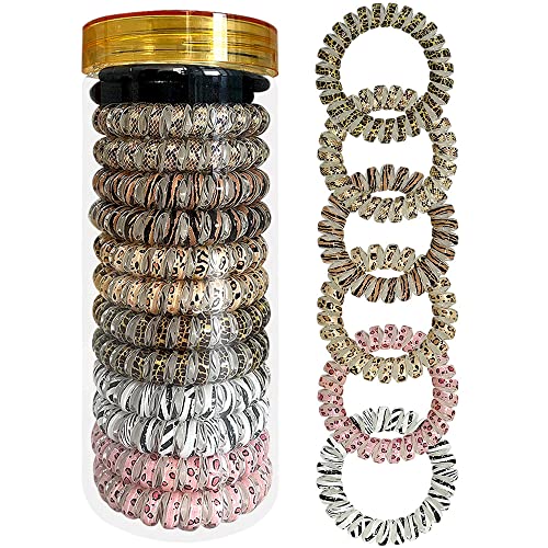 Belijiu Spiral Coil Hair Ties - Animal Pattern 12P - Phone Cord Hair Ties, Elastic Hair Ties For Women, Wrinkle Free, Long Lasting, Ponytail, Pain Free Hair Accessories, Curly, Straight Hair, All Hair #TOP9