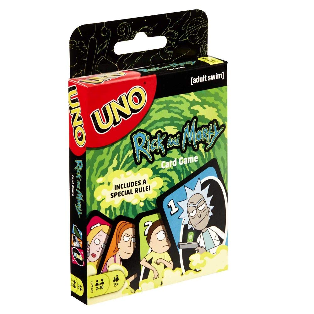 Mattel Games - GPN29 UNO Rick & Morty Kartenspiel, geeignet für 2 - 10 Spieler, Kartenspiele ab 13 Jahren