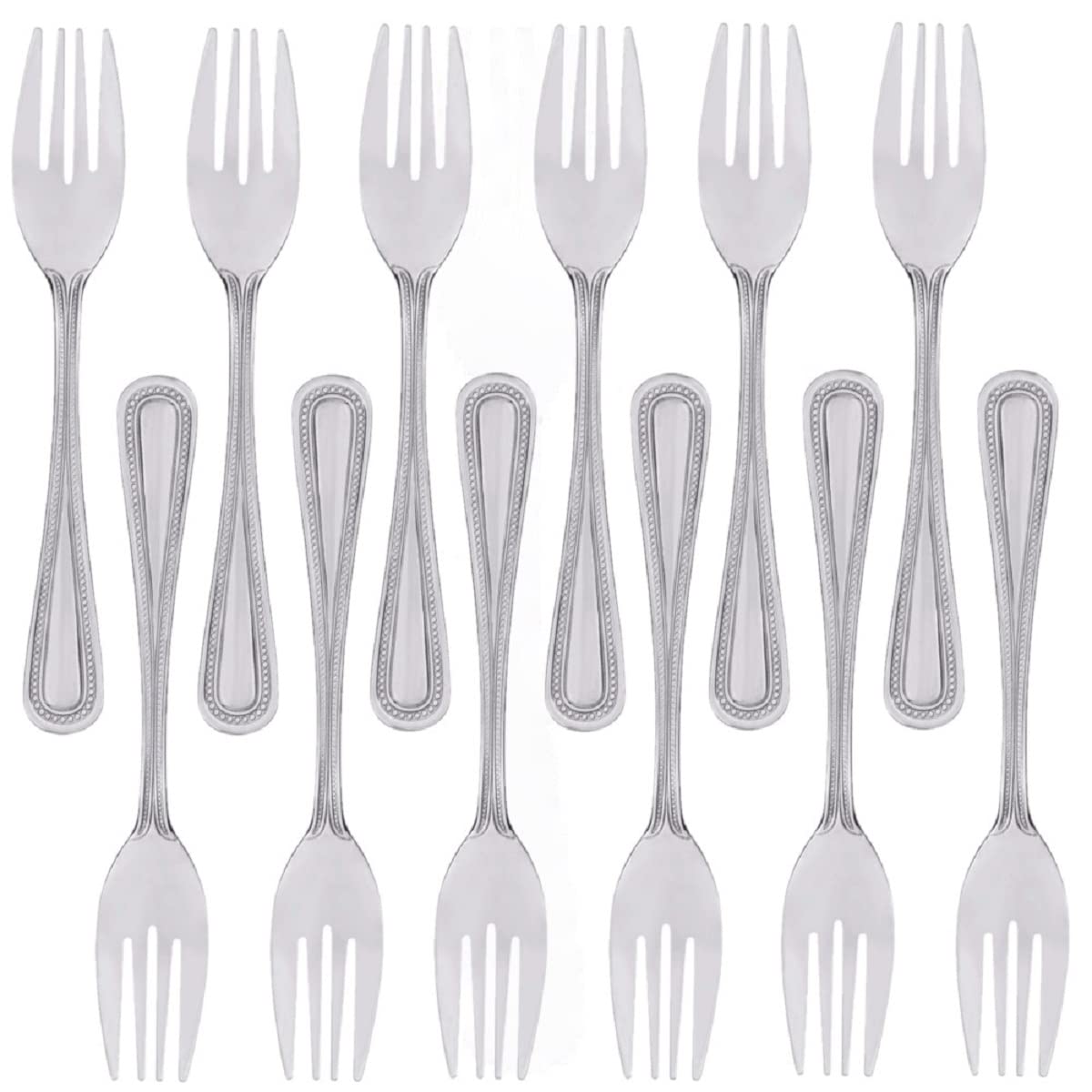 TrueCraftware- Jewel Stainless Steel Salad Fork Set of 12- Stainless Steel Silverware Flatware Cutlery Kitchen Tableware Set for Home and Restaurant Flatware Forks Silverware Salad Fork Cake Dessert