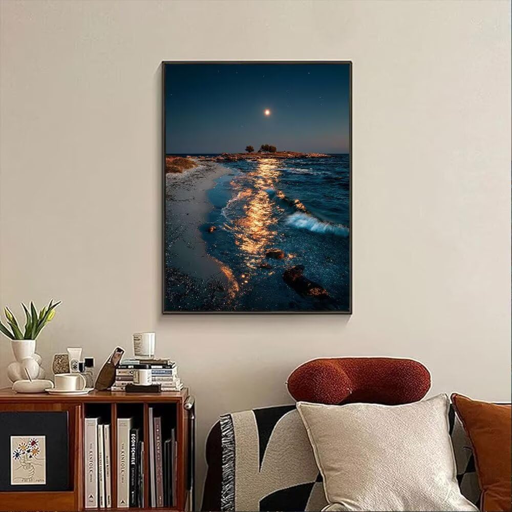 Krajobrazy Plaża Fale Diamentowe Malowanie Dorosłych Zestawów, 5D Wiertło Okrągłe Diamenty Malarstwo Dzieci Malarstwo, Diamant Art Haft Cross Stitch Obrazy, Mozaika Sztuka Do Dekoracji Ściany 90x120cm