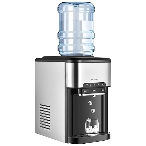 3-in-1 Water Dispenser with Ice Maker, Countertop Top-Loading Hot and