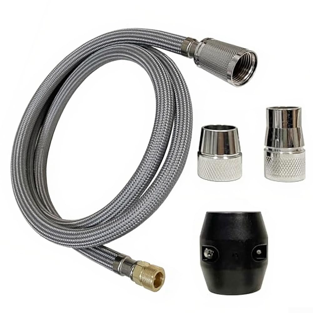 Tuyau de Remplacement pour Robinet extractible, Flexible de douchette pour évier de Cuisine, 150 cm (59 Pouces) en Nylon tressé avec raccord en Laiton, Tube d'alimentation en Eau é