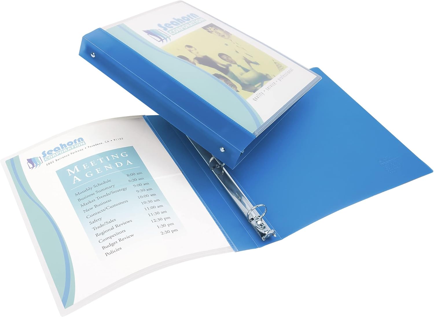 Avery Flexible View 3 Ring Binder, Clear Front Customizable Cover with Solid Back, 1/2 Inch Round Rings, 3 Clear/Blue Binders (17670)