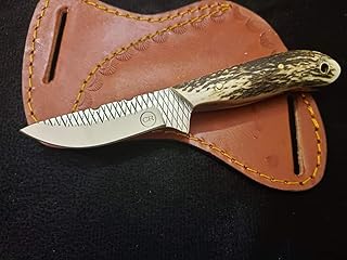 7" Handmade Fixed Blade Cowboy Skinner/Hunting knife with Leather Sheath, Farrier Rasp Steel Razor Sharp Blade and Stag/Antler Handle for Hunting, Bushcrafting, Camping and Hiking, Fighting, Brand: KNIVES KING - KNIVES KING