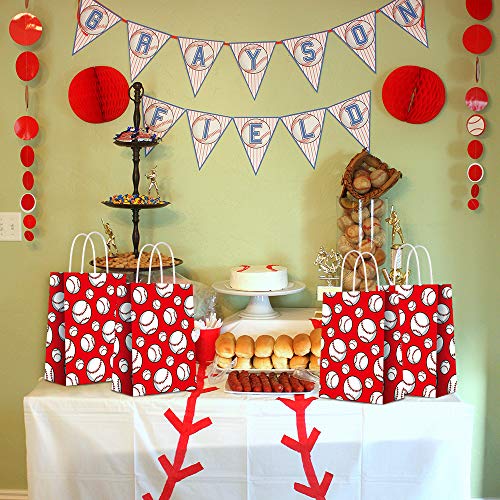 Baseball Bag, Baseball Print Paper Bags For Baseball Party Supplies Party Decorations- Baseball Party Bags Party Favor Goody Treat Candy Gift Bags For Kids Adults Birthday Party Decor- 16 Pcs #TOP3