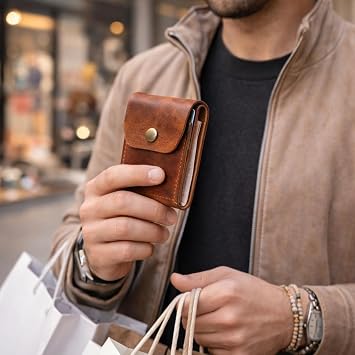 El Yapımı Hakiki Deri Erkek Cüzdan – Çıtçıtlı Minimal Tasarım Kartlık Para Bölmeli (Taba)