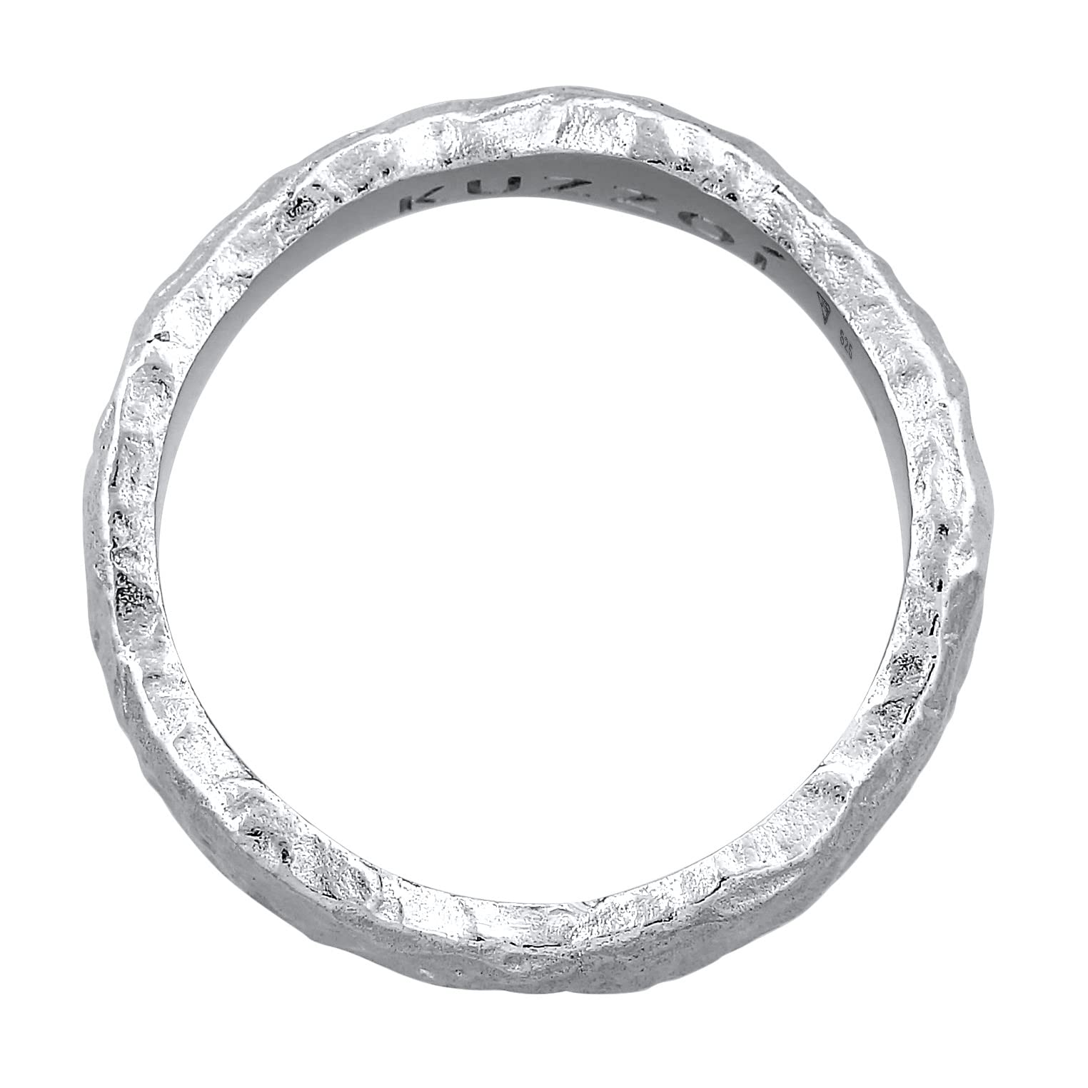 Kuzzoi Anello da uomo (5 mm) realizzato a mano, in argento sterling 925, fede nuziale, anello di fidanzamento, anello dell'amicizia, anello martellato, misura anello 60-66, 0607411422