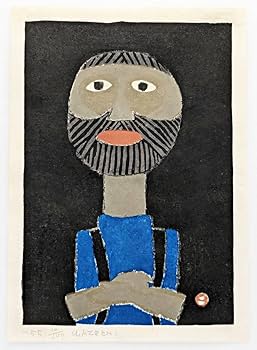 Amazon.co.jp: 真作畦地梅太郎 木版画『 山男（三）』直筆サイン
