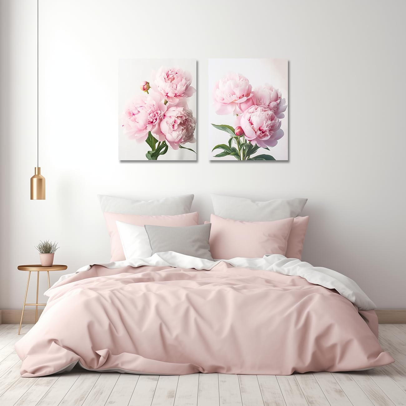 CXHOSTENT Peony Wall Art 2 Piece Pink Flower Canvas Prints Peonies Painting Abstract Floral Pictures Wall Decor Framed Artwork for Home Decor (Flower-1, 16.00"x24.00"x2P)