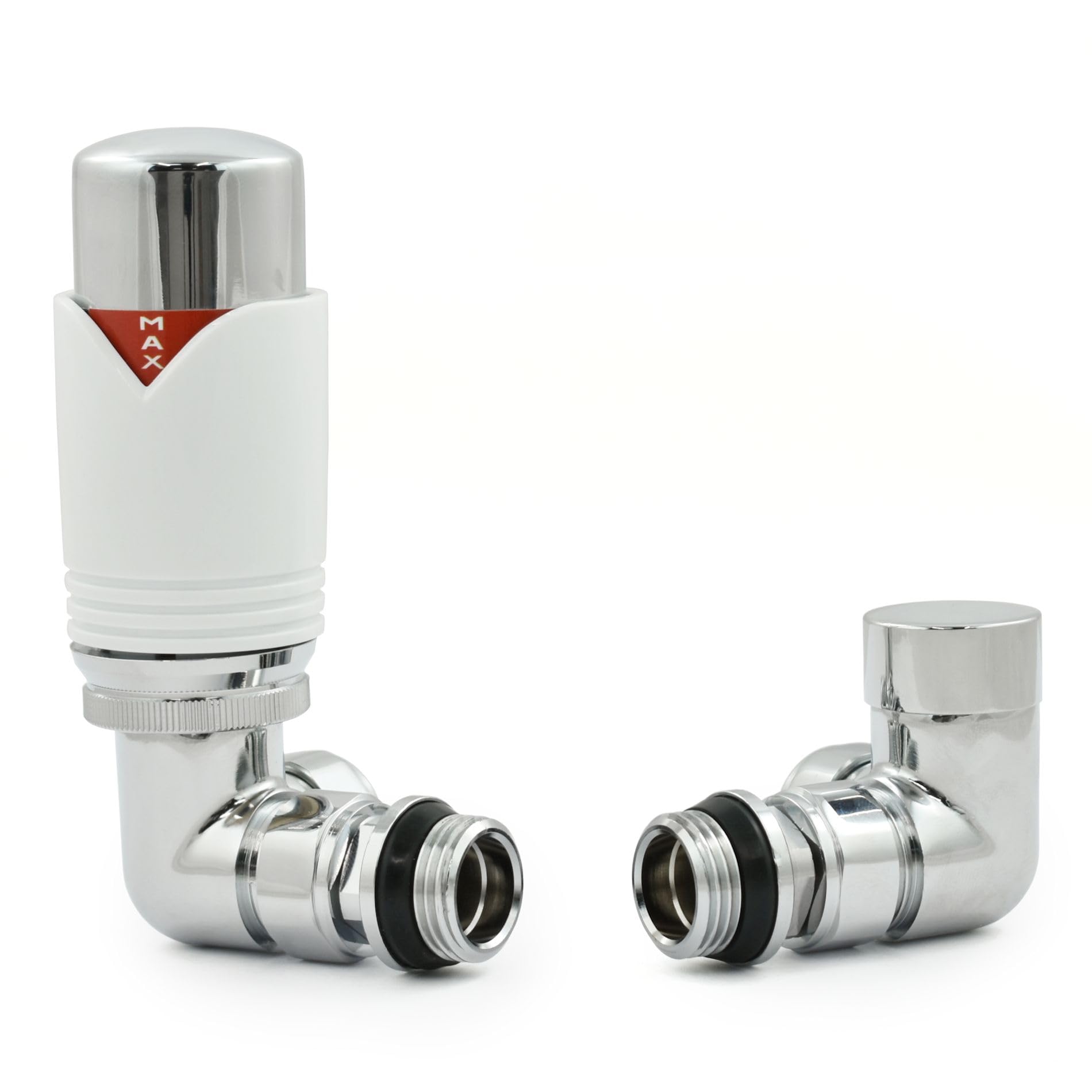Marella 3 Moderna Termostatica Termostatica Valvola Angolo TRV con Lock-Shield (Bianco)