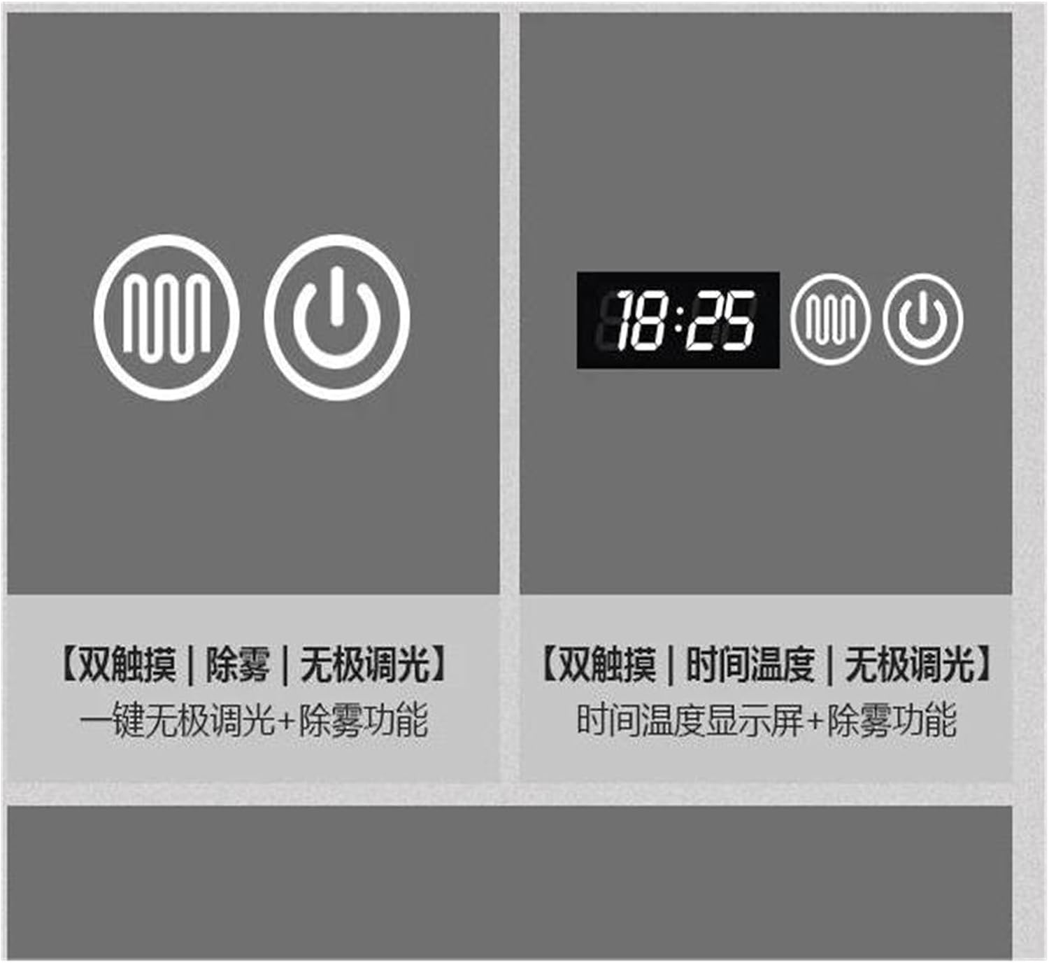 Bathroom Mirror, Washroom Smart Mirror Shower Fogless Shaving Bathroom Mirror Unbreakable Aesthetic Indoor Supplies(Three Color C 60cm)