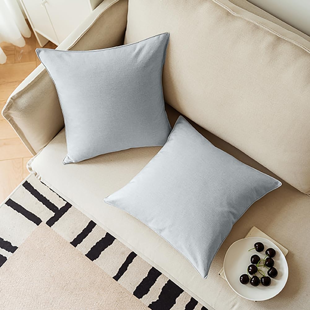 NiNi ALL Outdoor Waterproof Throw Pillow Covers Set of 2 Decorative Farmhouse Garden Pillowcase Solid Cushion Cases for Patio Tent Couch 28x28 inch Light Grey