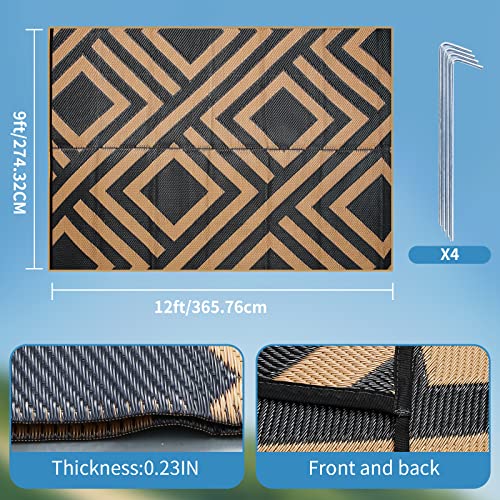 Xportion Rv Outdoor Rugs,Rv Patio Mat,9×12" Outdoor Camping Rv Mat,Camping Outdoor Rug Extra Large For Picnic,Trailer & Camping,Patio Clearance. #TOP1