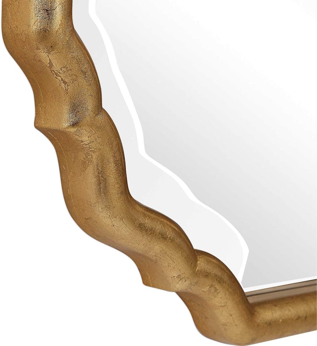 Spinner Moss + Fig Varna Antique Metallic Gold Leaf Mirror | Oval Wall Mirror Finished in Antiqued Metallic Gold Leaf (22” W x 62” H x 1” D Oval Mirror)