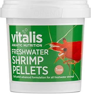 Vitalis Freshwater Shrimp Pellets 1mm 70g (2.47oz) Complete Daily Diet for Freshwater Shrimp - Enhances Color, Health & Natural Foraging Behavior