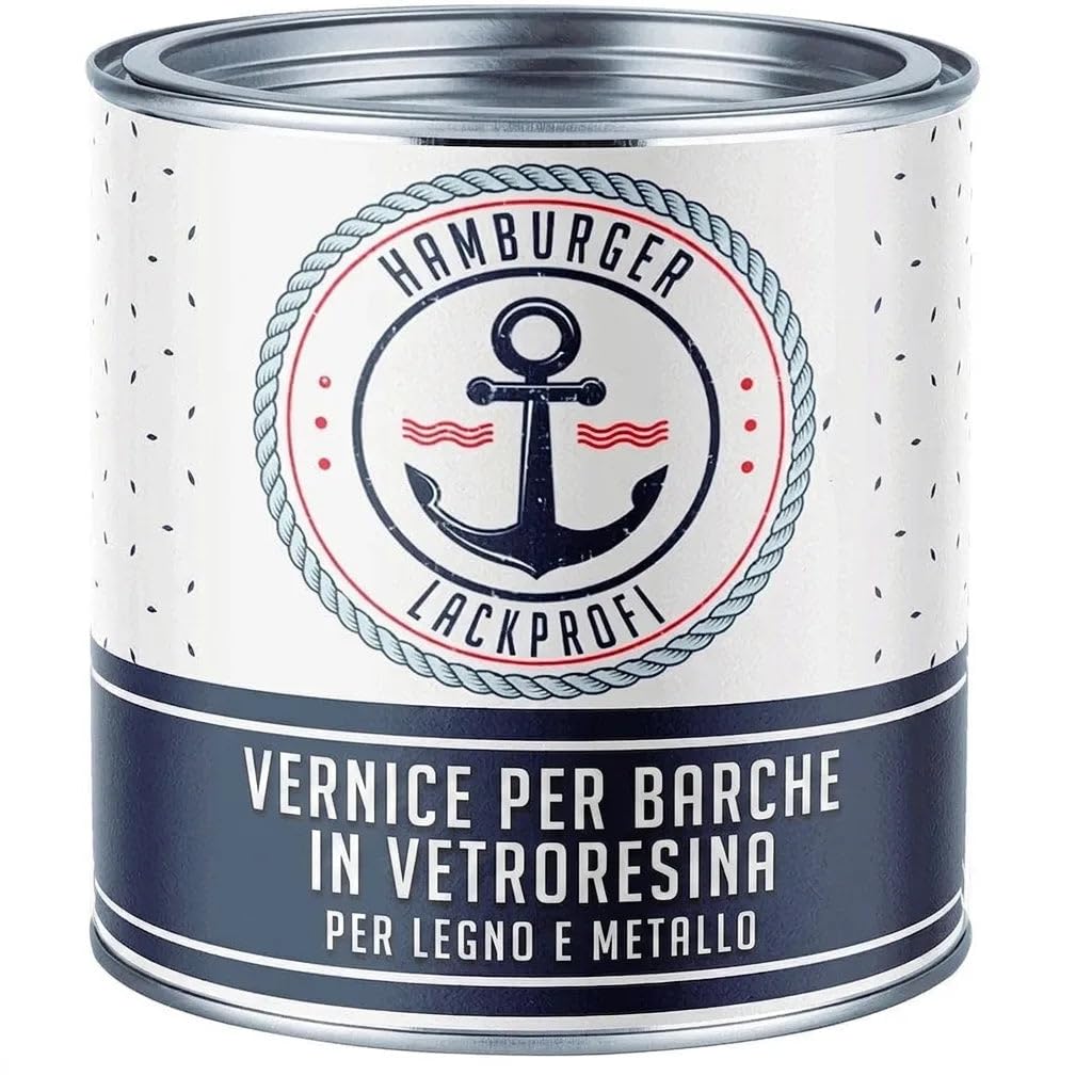 Vernice per barche in vetroresina 2K lucido per GFK, Plastica & Poliestere nero RAL 9005 Lacca da yacht Vernice da yacht per barche (1 L) Hamburger Lack-Profi