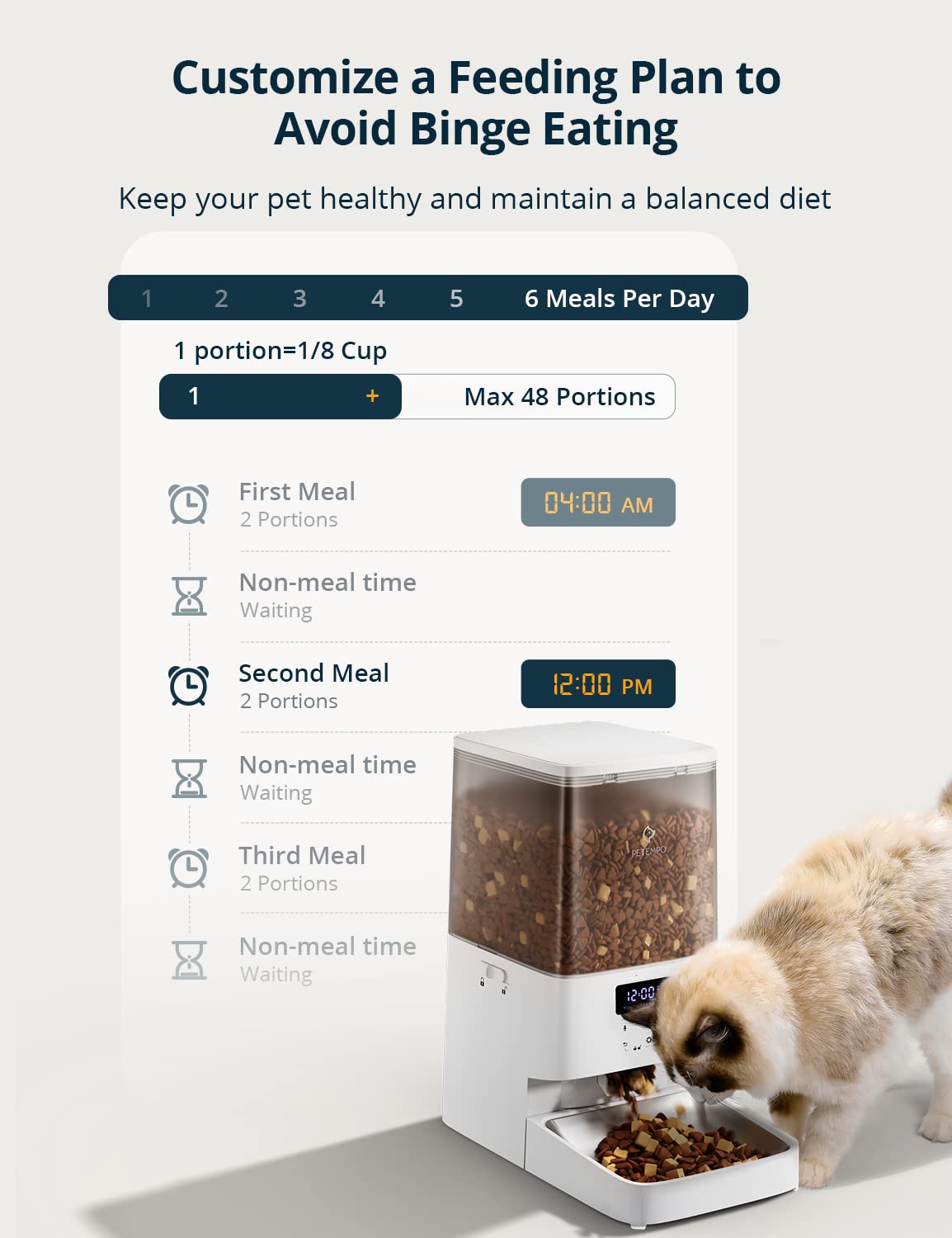 View of Automatic Cat Feeders, PETEMPO 5L Dog Feeder, Anti-Stuck Design & 10s ...