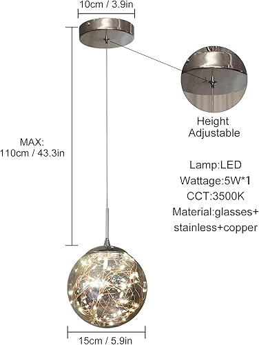 Miniatura 2 de Luces colgantes de cristal para isla de cocina, lámparas de granja, luces colgantes para dormitorio, lámpara colgante de tocador, lámpara colgante