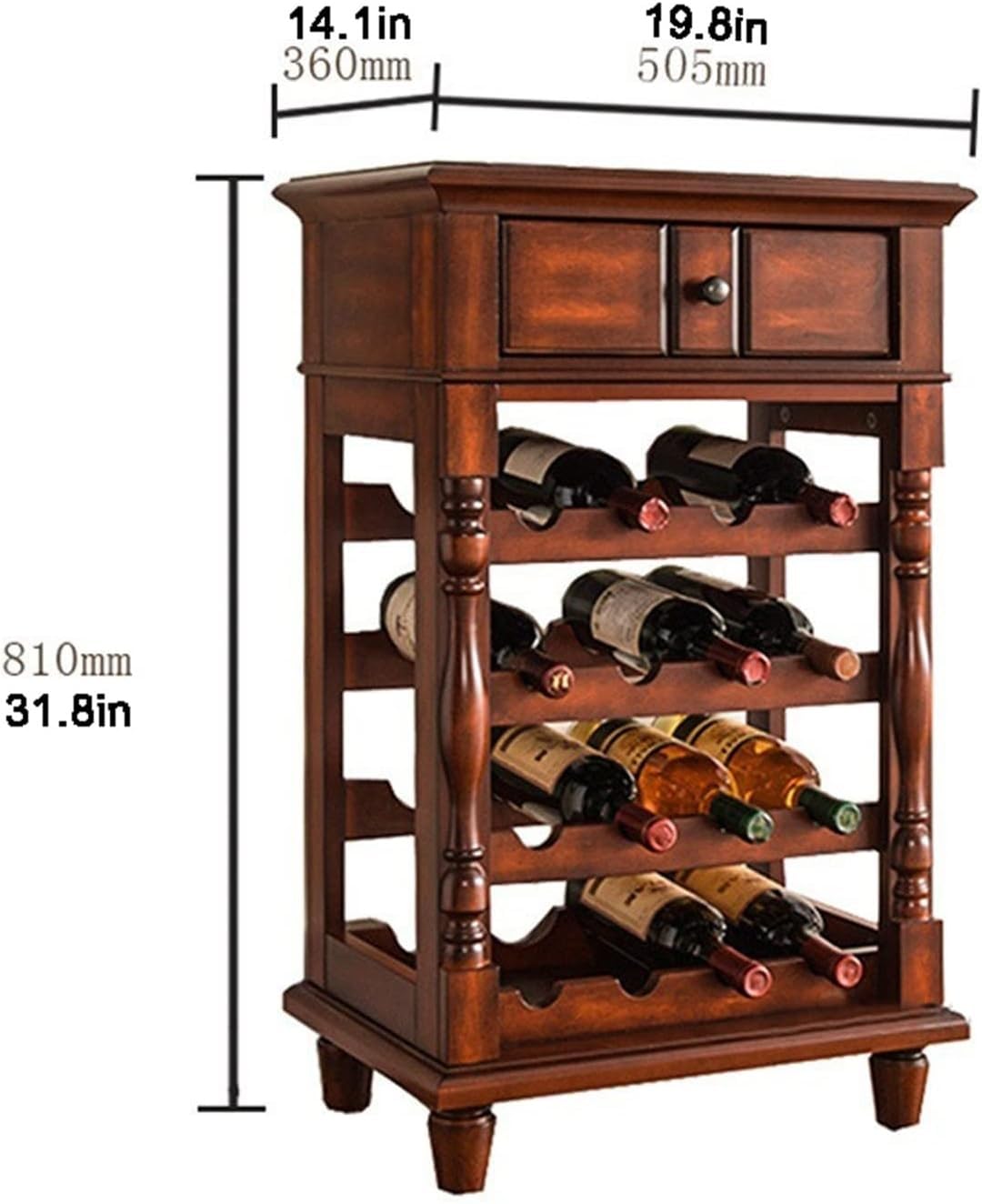 Cantinetta portabottiglie europea, in legno, per casa, soggiorno, bar, ristorante, espositore per vino, armadietto da bar (nero)