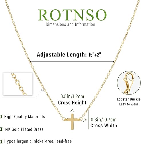 Miniatura 3 de Collar de cruz para mujer, chapado en oro de 14 quilates, collar de cruz lateral, delicado y simple, gargantilla de cruz de plata a la moda, lindo
