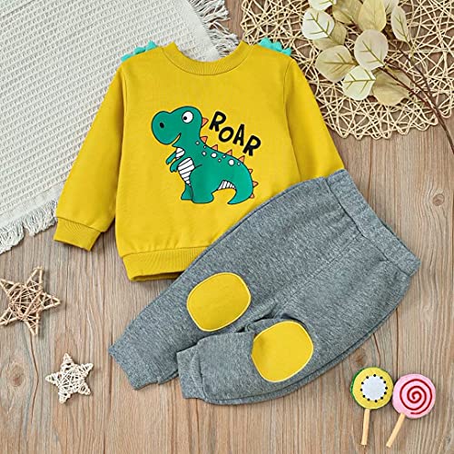 Toddler Baby Boy Clothes Fall Winter Outfits Long Sleeve Dinosaur Sweatshirts Tops+Pants Set 2 Piece2